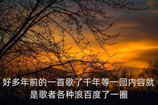 好多年前的一首歌了千年等一回內(nèi)容就是歌者各種浪百度了一圈