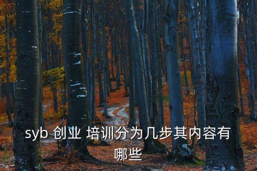 syb 創業 培訓分為幾步其內容有哪些