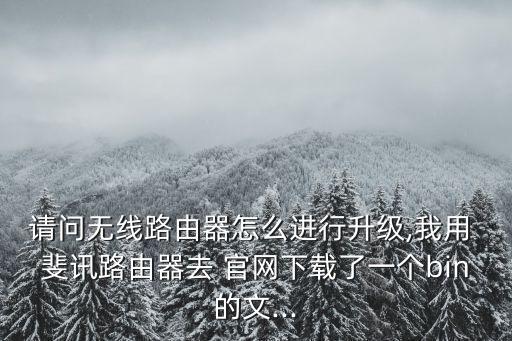 請問無線路由器怎么進行升級,我用 斐訊路由器去 官網(wǎng)下載了一個bin的文...