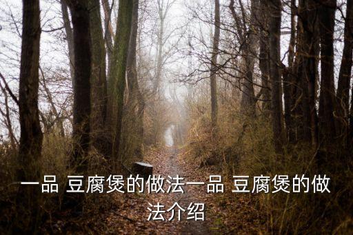 一品 豆腐煲的做法一品 豆腐煲的做法介紹