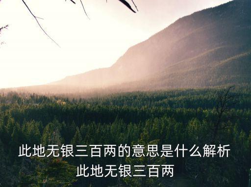  此地無銀三百兩的意思是什么解析 此地無銀三百兩