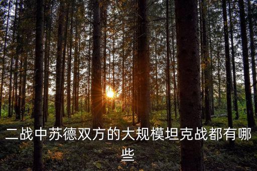 二戰坦克大戰，二戰中蘇德雙方的大規模坦克戰都有哪些
