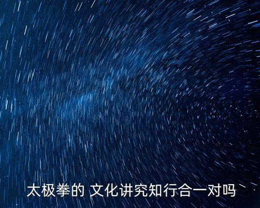  太極拳的 文化講究知行合一對(duì)嗎