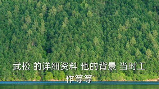 武松 的詳細(xì)資料 他的背景 當(dāng)時(shí)工作等等