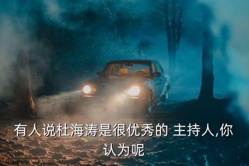 有人說杜海濤是很優秀的 主持人,你認為呢