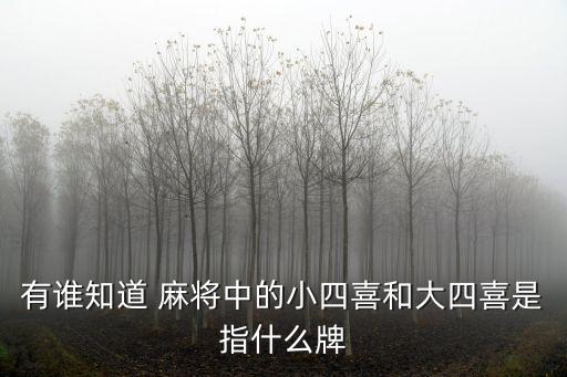 有誰知道 麻將中的小四喜和大四喜是指什么牌