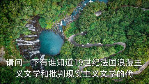 請問一下有誰知道19世紀法國浪漫主義文學和批判現實主義文學的代