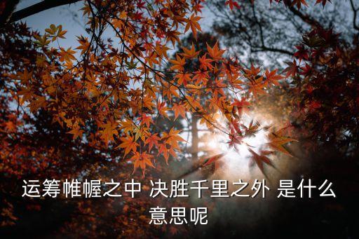 運籌帷幄之中 決勝千里之外 是什么意思呢