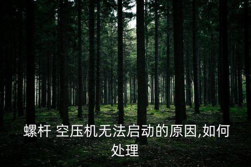  螺桿 空壓機無法啟動的原因,如何處理