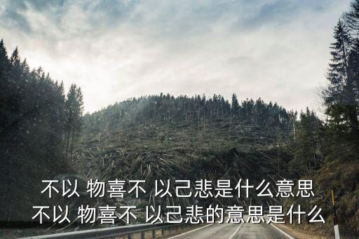 不以物喜不以己悲,不以物喜，無以己悲