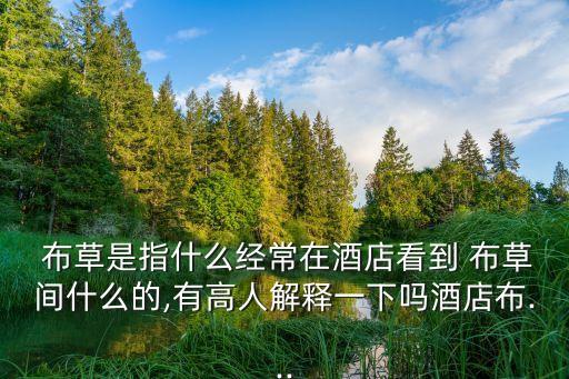  布草是指什么經常在酒店看到 布草間什么的,有高人解釋一下嗎酒店布...