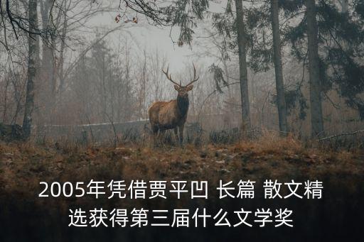 2005年憑借賈平凹 長篇 散文精選獲得第三屆什么文學獎