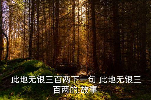 此地?zé)o銀三百兩的故事,此地?zé)o銀三百兩四個(gè)字!