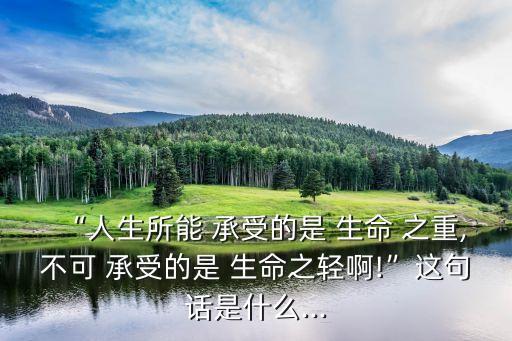 生命不可承受之重,生命不能承受輕生活中的苦和甜