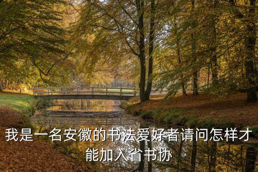 我是一名安徽的書法愛好者請問怎樣才能加入省書協