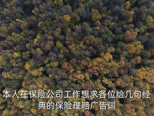 本人在保險公司工作想求各位給幾句經典的保險理賠廣告詞