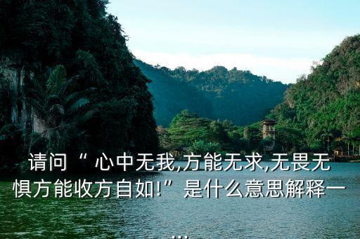 心中無我,無我的狀態是什么樣?