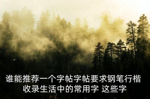誰能推薦一個字帖字帖要求鋼筆行楷 收錄生活中的常用字 這些字