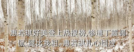  惠若琪好美登上熱搜榜,慘遭丁霞調侃:腿比我粗, 惠若琪扎心回應