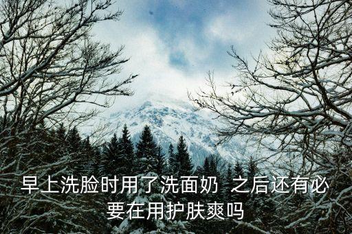 護膚爽，早上洗臉時用了洗面奶  之后還有必要在用護膚爽嗎