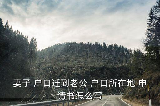 妻子 戶口遷到老公 戶口所在地 申請書怎么寫