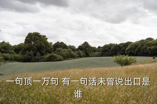 一句頂一萬句經典語錄，一句頂一萬句到底說了哪一句