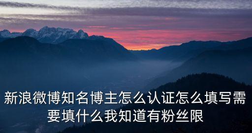 先發影響力，新浪微博知名博主怎么認證怎么填寫需要填什么我知道有粉絲限