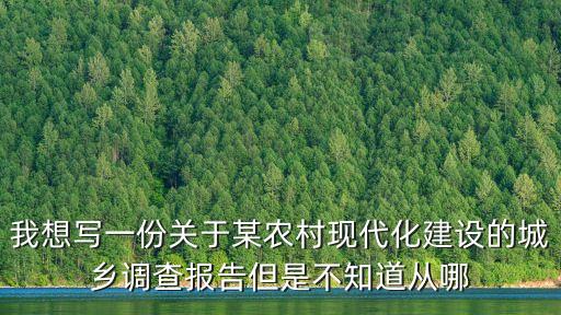 我想寫(xiě)一份關(guān)于某農(nóng)村現(xiàn)代化建設(shè)的城鄉(xiāng)調(diào)查報(bào)告但是不知道從哪