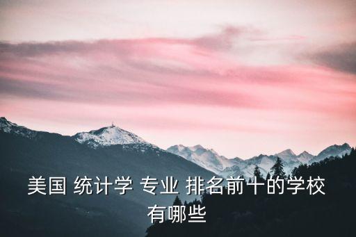 美國 統計學 專業 排名前十的學校有哪些