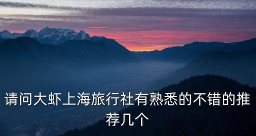 請問大蝦上海旅行社有熟悉的不錯的推薦幾個