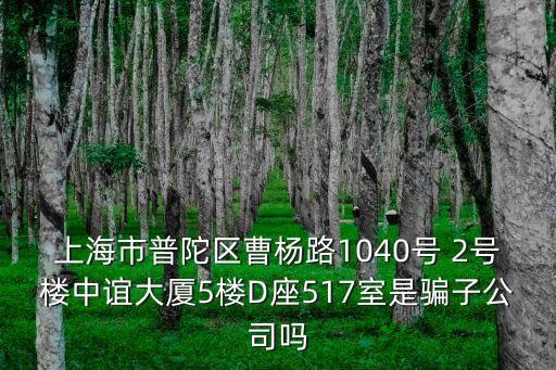 上海市普陀區(qū)曹楊路1040號 2號樓中誼大廈5樓D座517室是騙子公司嗎