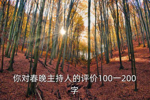 你對春晚主持人的評價100一200字