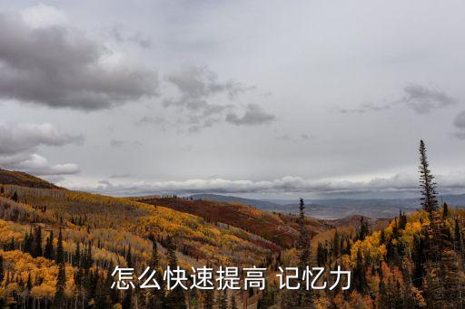 怎么快速提高 記憶力