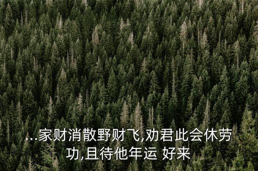 ...家財消散野財飛,勸君此會休勞功,且待他年運 好來
