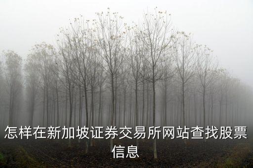 怎樣在新加坡證券交易所網站查找股票信息
