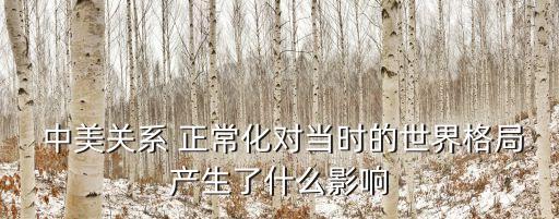  中美關系 正?；瘜Ξ敃r的世界格局產生了什么影響