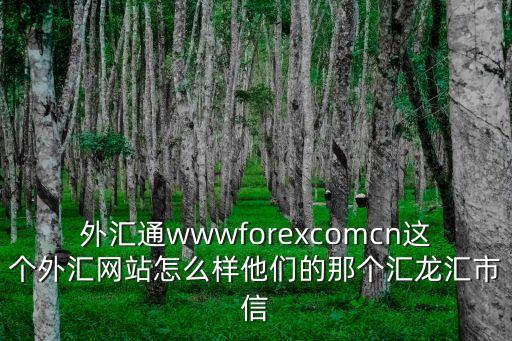 外匯通，外匯通wwwforexcomcn這個外匯網站怎么樣他們的那個匯龍匯市信