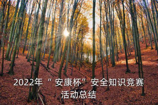 2022年“ 安康杯”安全知識競賽活動總結