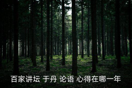 于丹論語心得,空缺多年后于丹發表論語心得