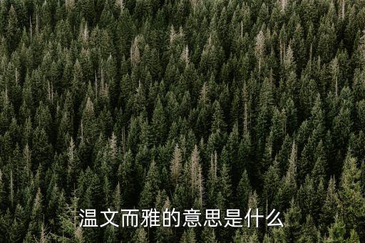 溫文爾雅的意思是，溫文而雅的意思是什么