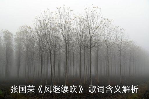 風繼續吹歌詞,張國榮《風不停地吹》:分開時不要互相討厭
