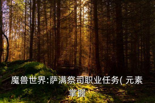 魔獸世界:薩滿祭司職業(yè)任務( 元素掌握