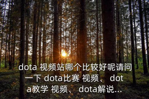  dota 視頻站哪個比較好呢請問一下 dota比賽 視頻、 dota教學 視頻、 dota解說...