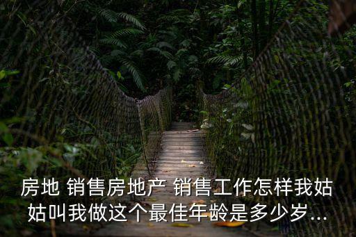 房地 銷售房地產 銷售工作怎樣我姑姑叫我做這個最佳年齡是多少歲...