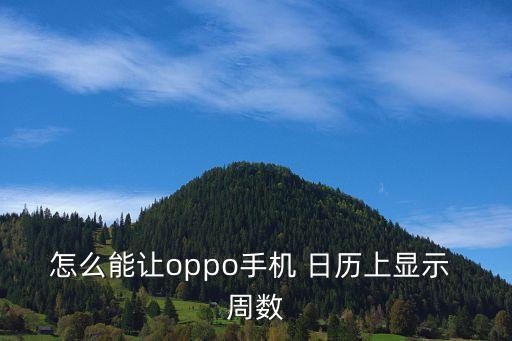 日歷周數,日歷如何周數