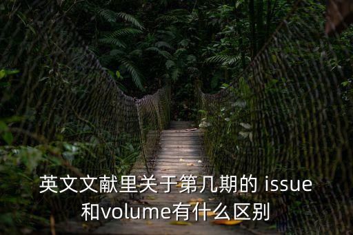 英文文獻(xiàn)里關(guān)于第幾期的 issue和volume有什么區(qū)別