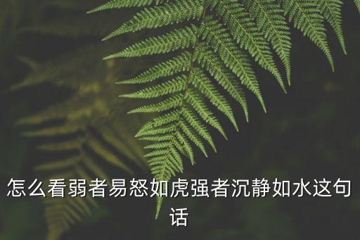 怎么看弱者易怒如虎強者沉靜如水這句話