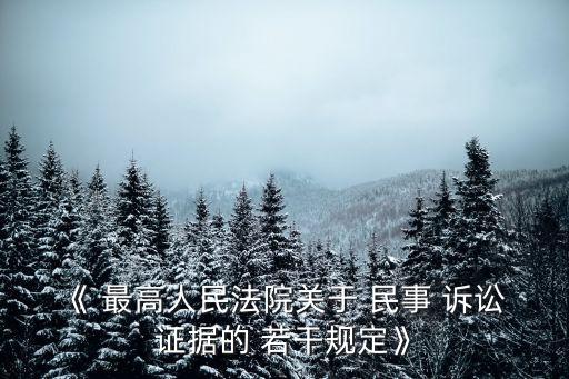 《 最高人民法院關(guān)于 民事 訴訟 證據(jù)的 若干規(guī)定》