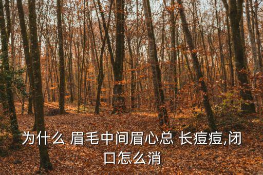 為什么 眉毛中間眉心總 長(zhǎng)痘痘,閉口怎么消