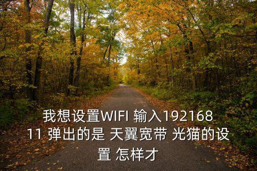 我想設置WIFI 輸入19216811 彈出的是 天翼寬帶 光貓的設置 怎樣才